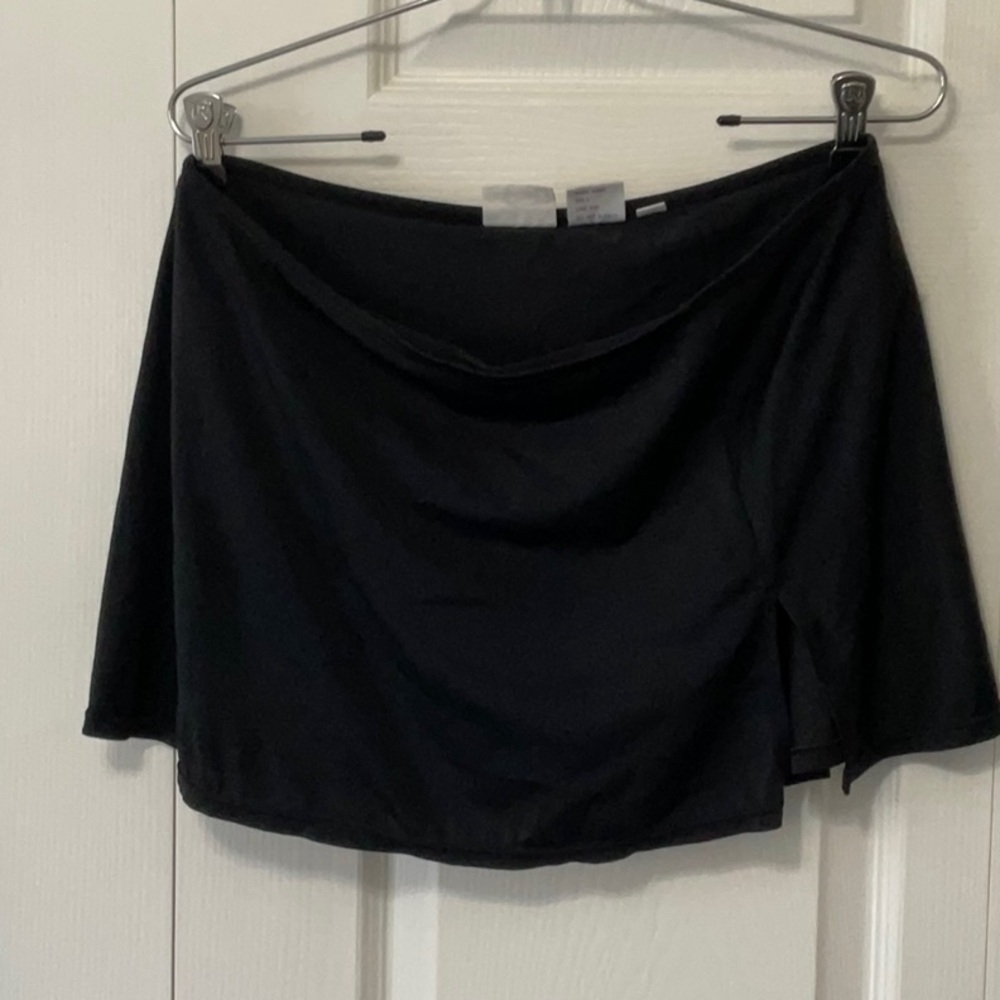 Sun Streak Swim Skort with side slit, Black, Size 14